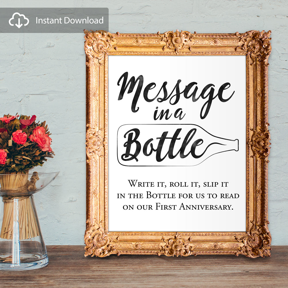 Message in a Bottle Wedding Guest Book Sign - digital download