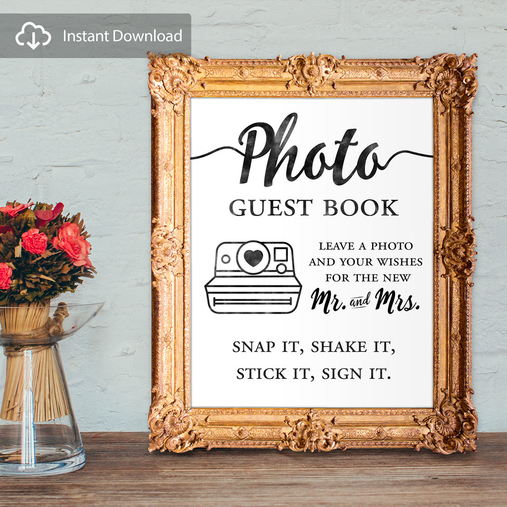 photo guest book - leave a photo and your wishes for the new mr and mrs - digital download
